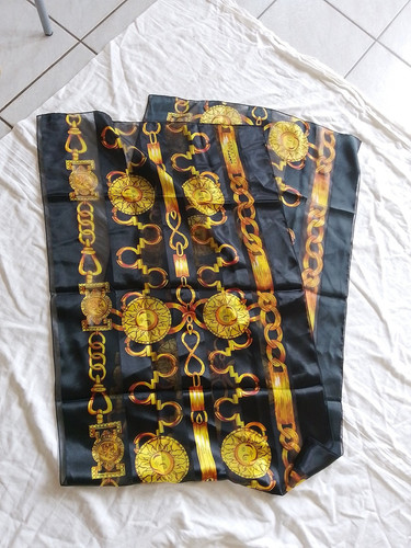 Tuch schal 150x50 schwarz gold - 150x50, schwarz-gold